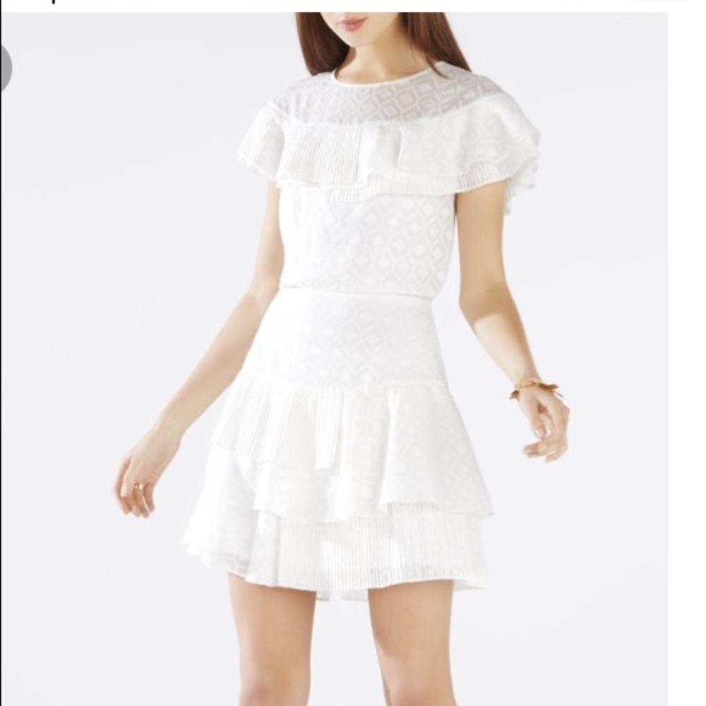 BCBGMaxazria Charlete ruffle white dress 2